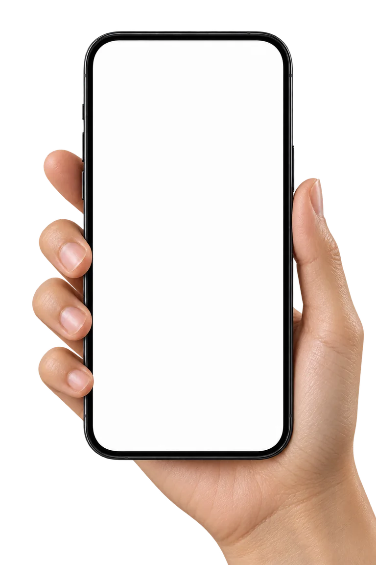 A woman holding a phone showing the Wine period tracker